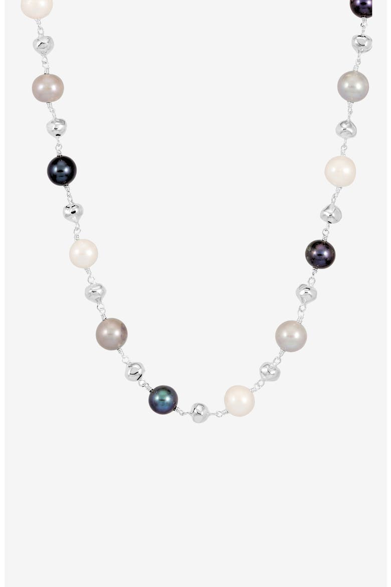 Nugget & Mixed Freshwater Pearl Necklace, Main, color, Sterling Silver
