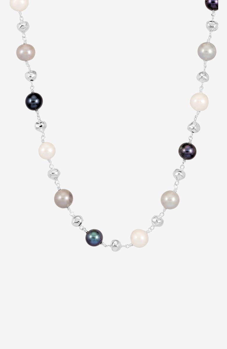 Dower & Hall Nugget & Mixed Freshwater Pearl Necklace, Main, color, Sterling Silver