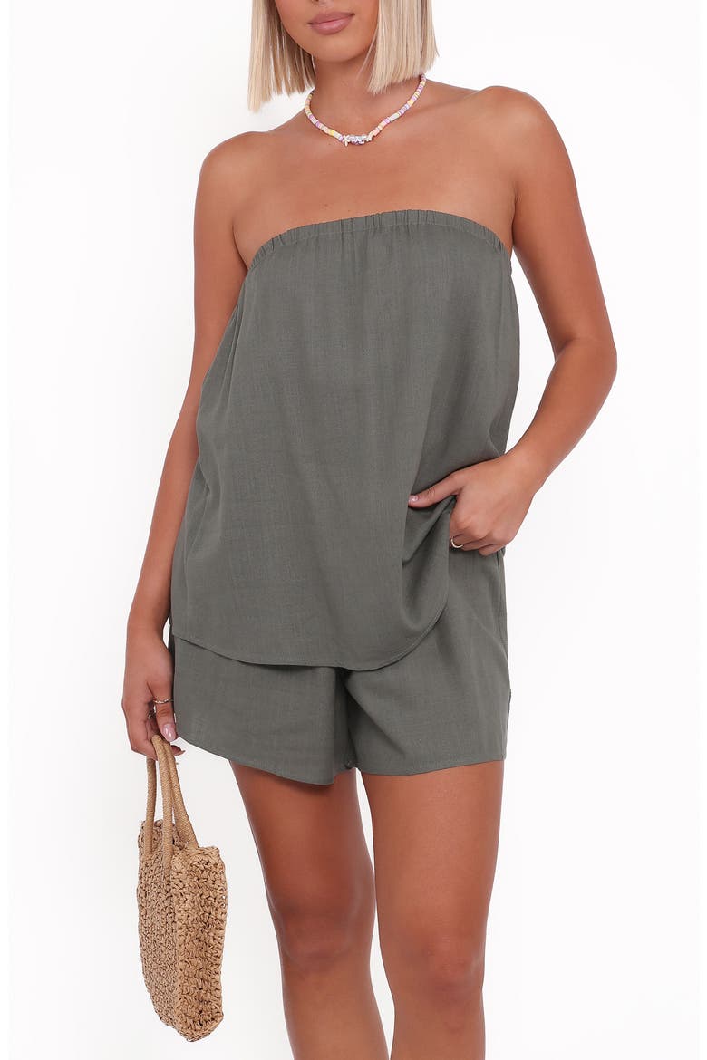 Karlen Strapless Romper, Main, color, PALM GREEN