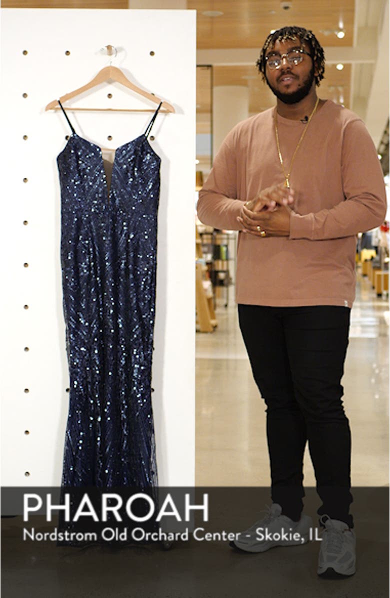 Mara Art Deco Sequin Trumpet Gown, sales video thumbnail