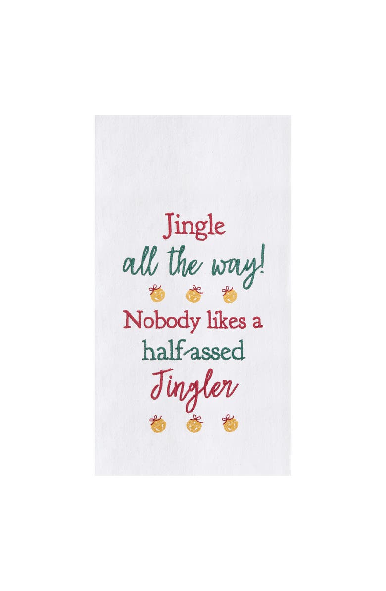 C&F Home Half Assed Jingler Embroidered Flour Sack Kitchen Towel, Main, color, 