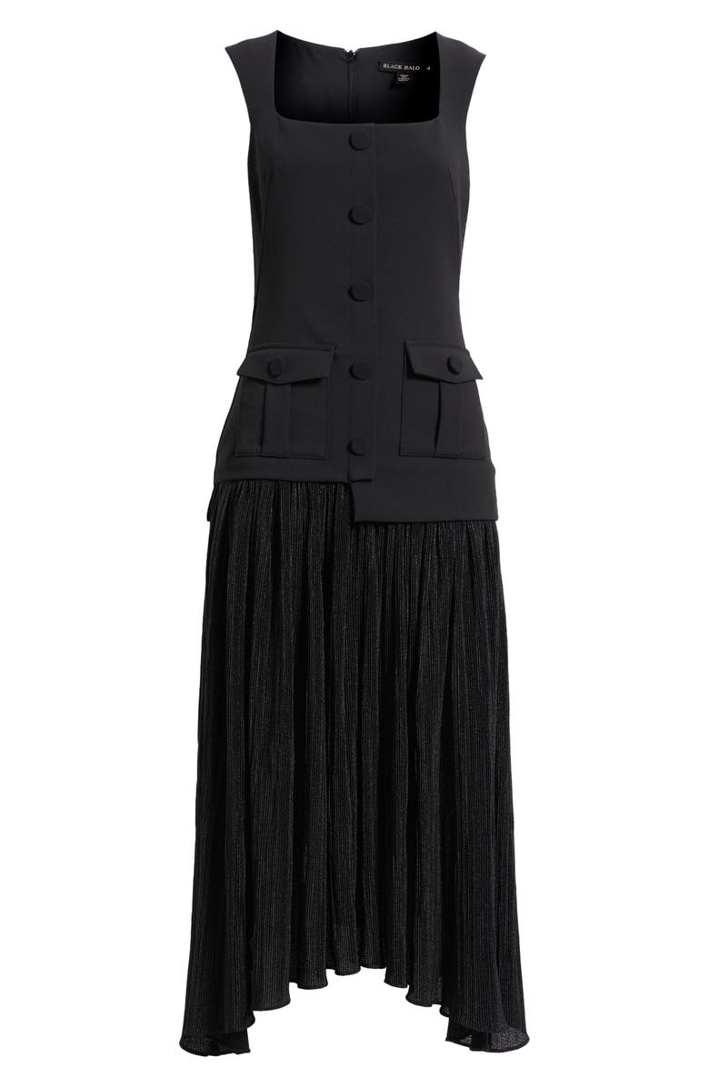 Black Halo Vianey Mixed Media Midi Dress, Alternate, color, Black