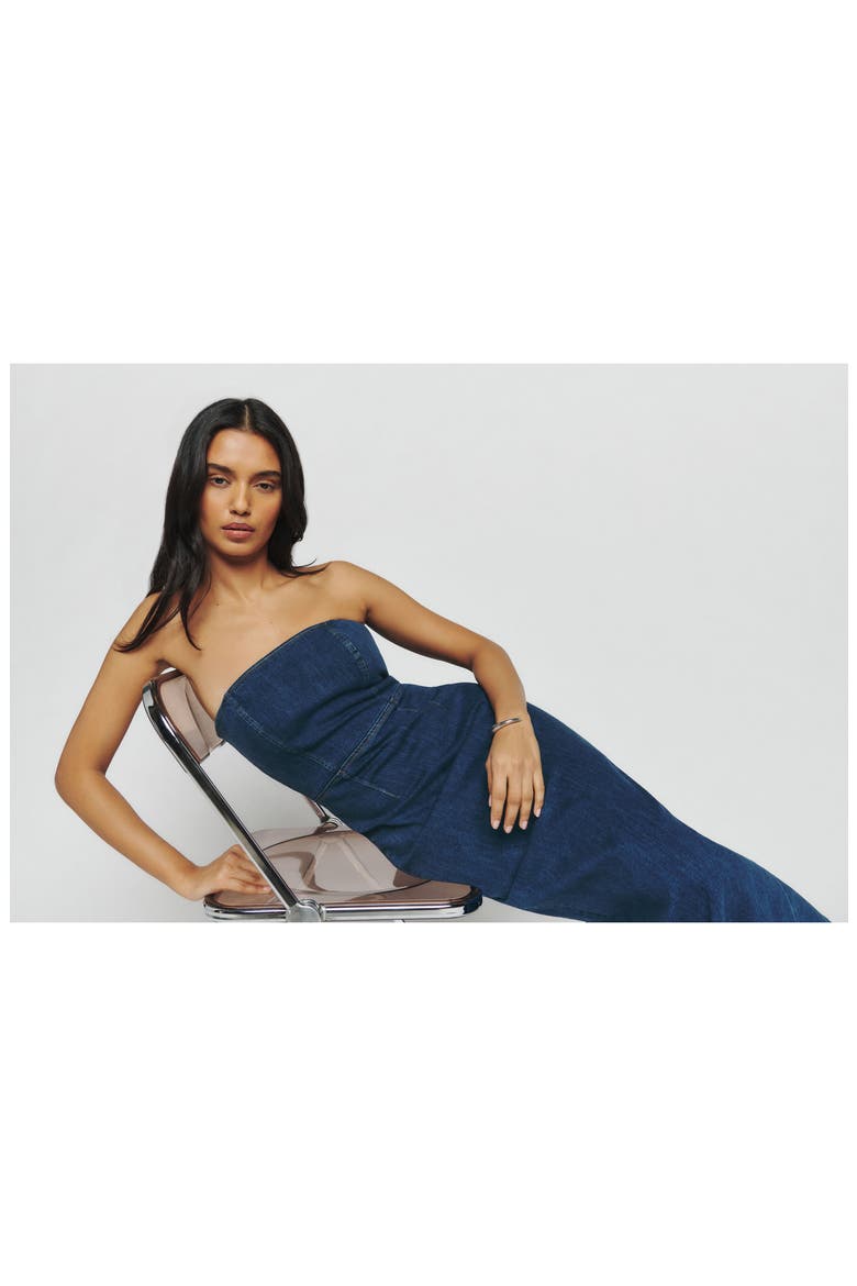 Eugenia Strapless Denim Dress, Alternate, color, SIMCOE