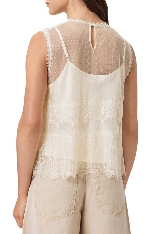 Allsaints Womens Vintage White Clara Lace-embroidered Scalloped-hem Woven Top In White