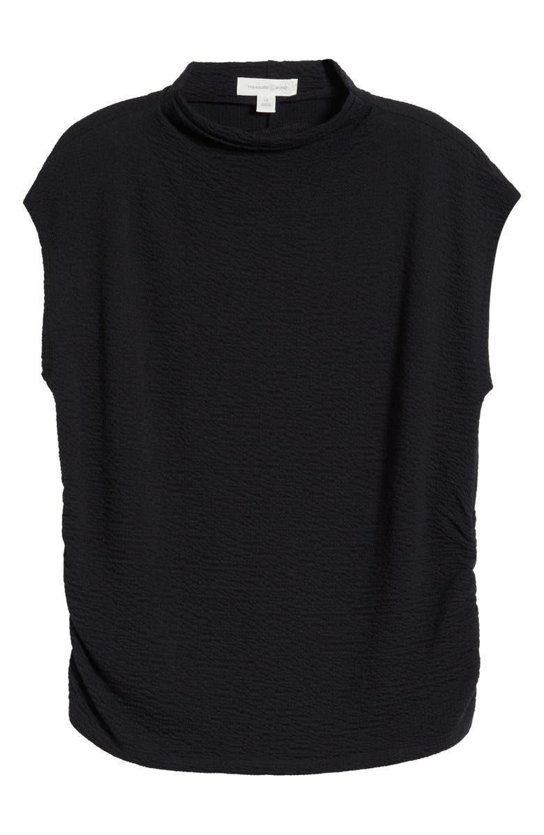 Treasure & Bond Crinkle Mock Neck Top, Alternate, color, Black