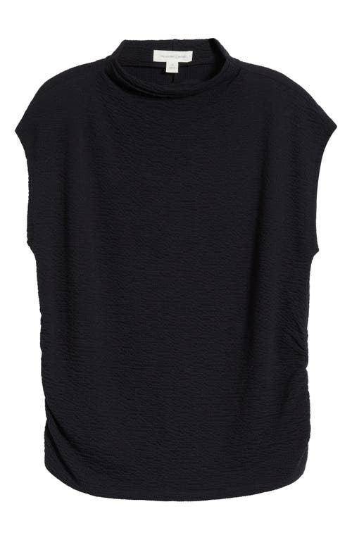 Treasure & Bond Crinkle Mock Neck Top In Black