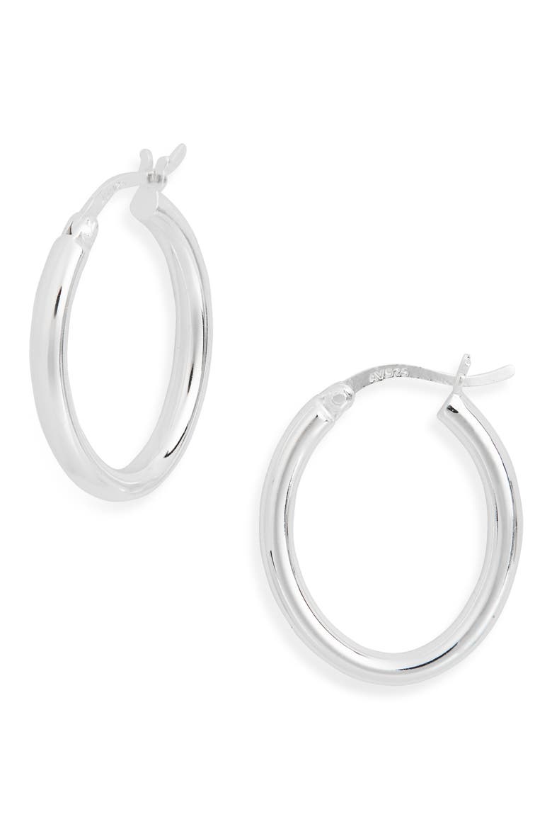 Sterling Silver Medium Oval Hoop Earrings, Main, color, SILVER
