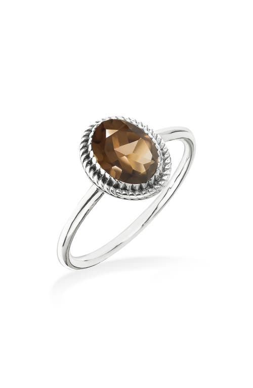 Ys Gems Oval Solitaire Ring In Brown