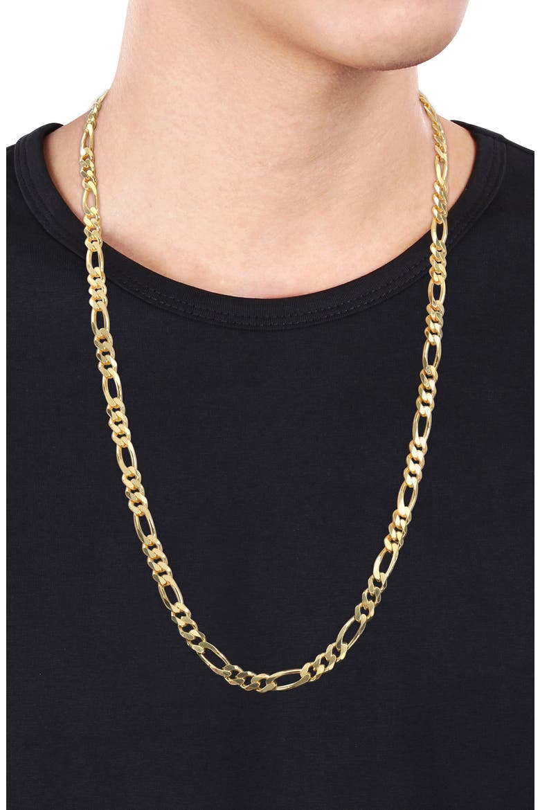 18K Gold Plated Figaro Chain Link Necklace, Alternate, color, YELLOW