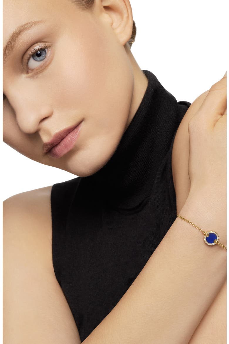 Petite Elements Center Station Chain Bracelet with Semiprecious Stone & Diamonds, Alternate, color, 18K YELLOW GOLD