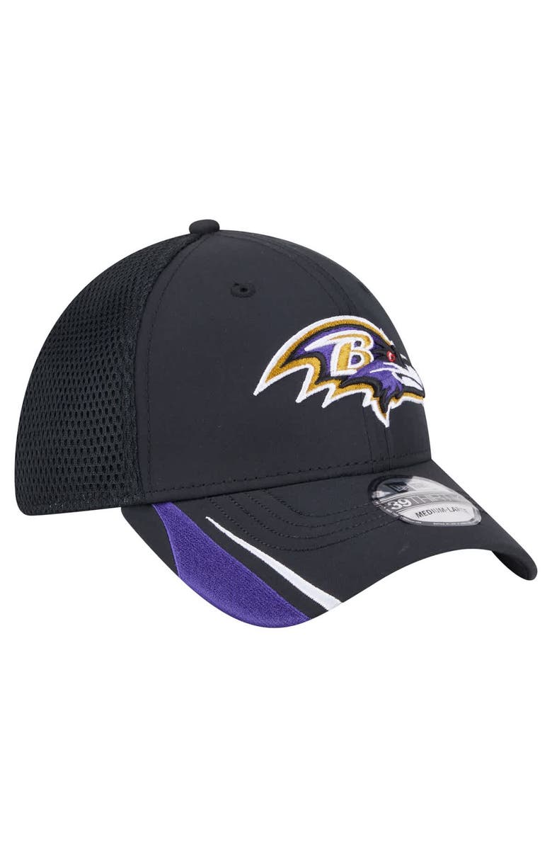 New Era Men's New Era  Black Baltimore Ravens Game Day Linear 39THIRTY Flex Hat, Alternate, color, 