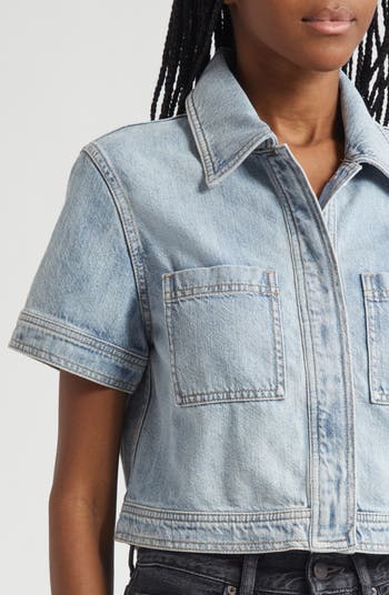 Tesha Crop Denim Button-Up Shirt