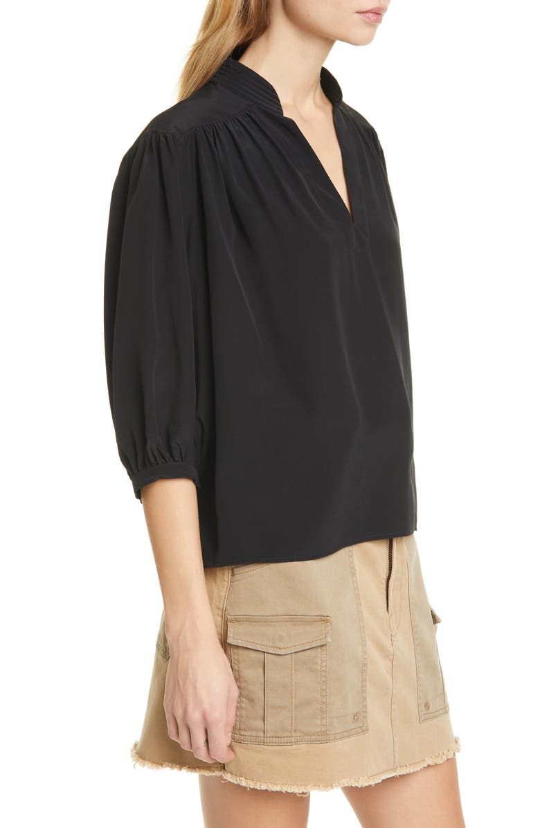 FRAME Cali Gathered Silk Top, Alternate, color, 