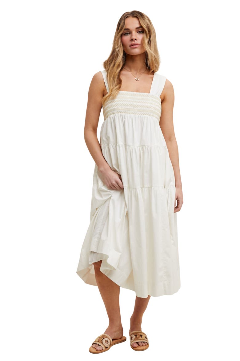 Tiered Maxi Dress, Alternate, color, WHITE/ TAUPE