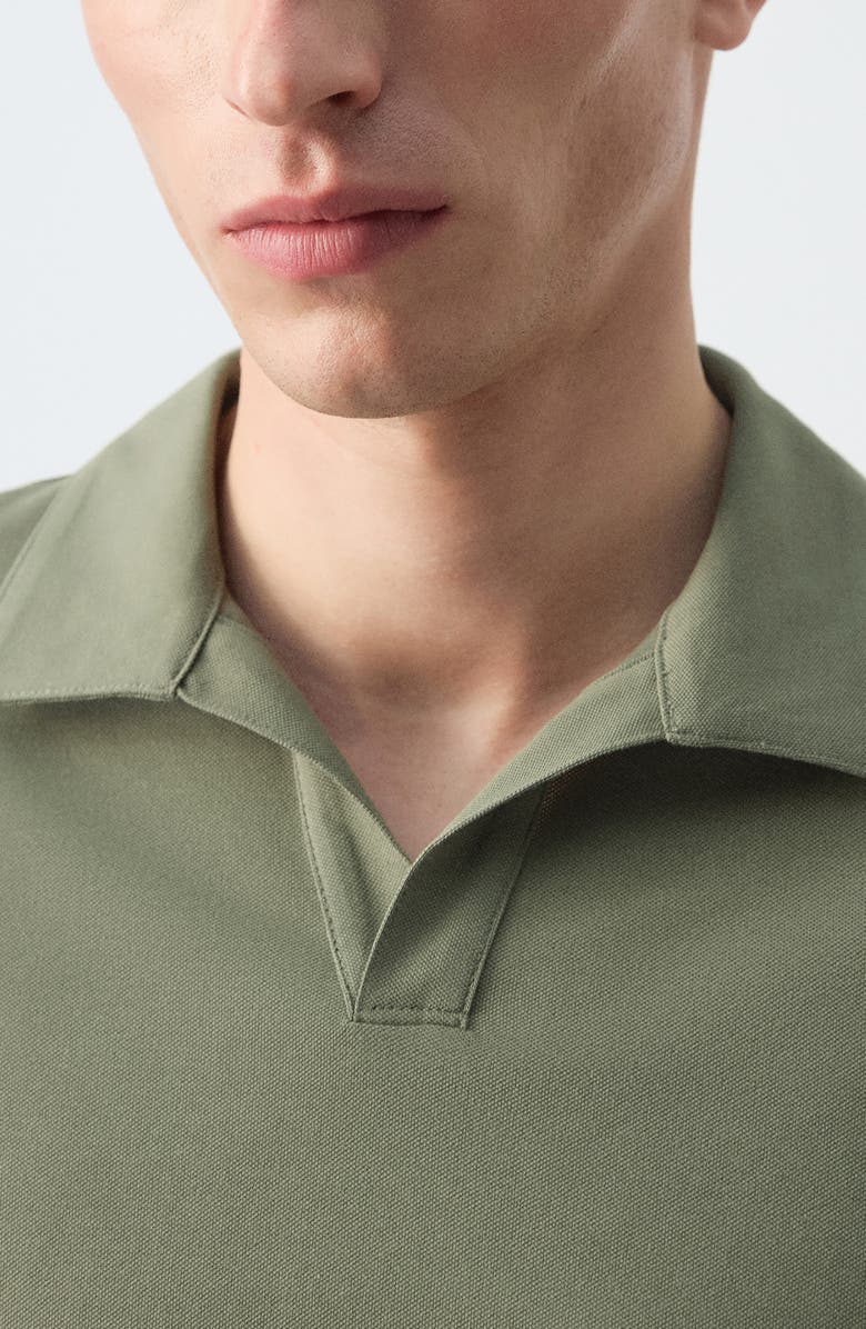 MANGO Slim Fit Stretch Cotton Blend Piqué Polo, Alternate, color, Khaki Green