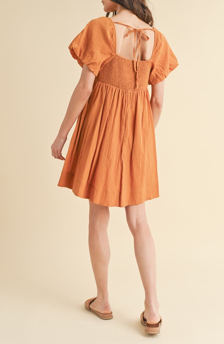 WISHLIST Puff Sleeve Babydoll Dress, Alternate, color, Camel