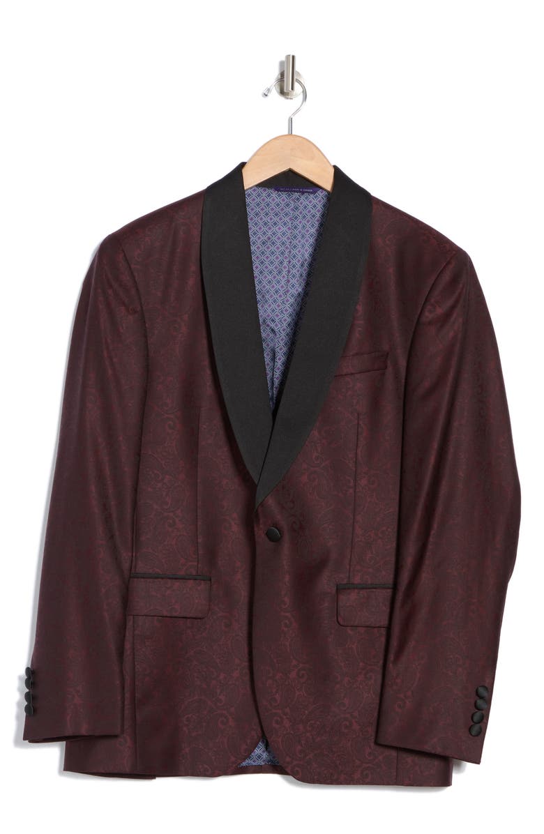 Ted Baker London Paisley Dinner Jacket, Alternate, color, Burgundy