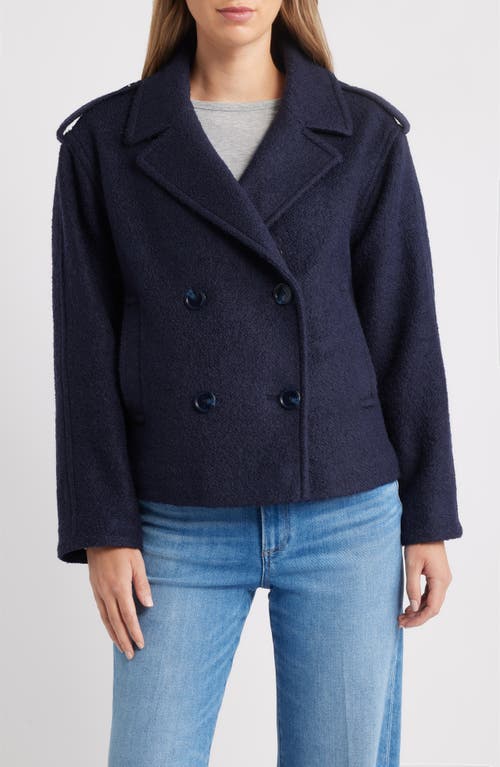 Sam Edelman Peacoat With Removable Faux Fur Collar In Blue