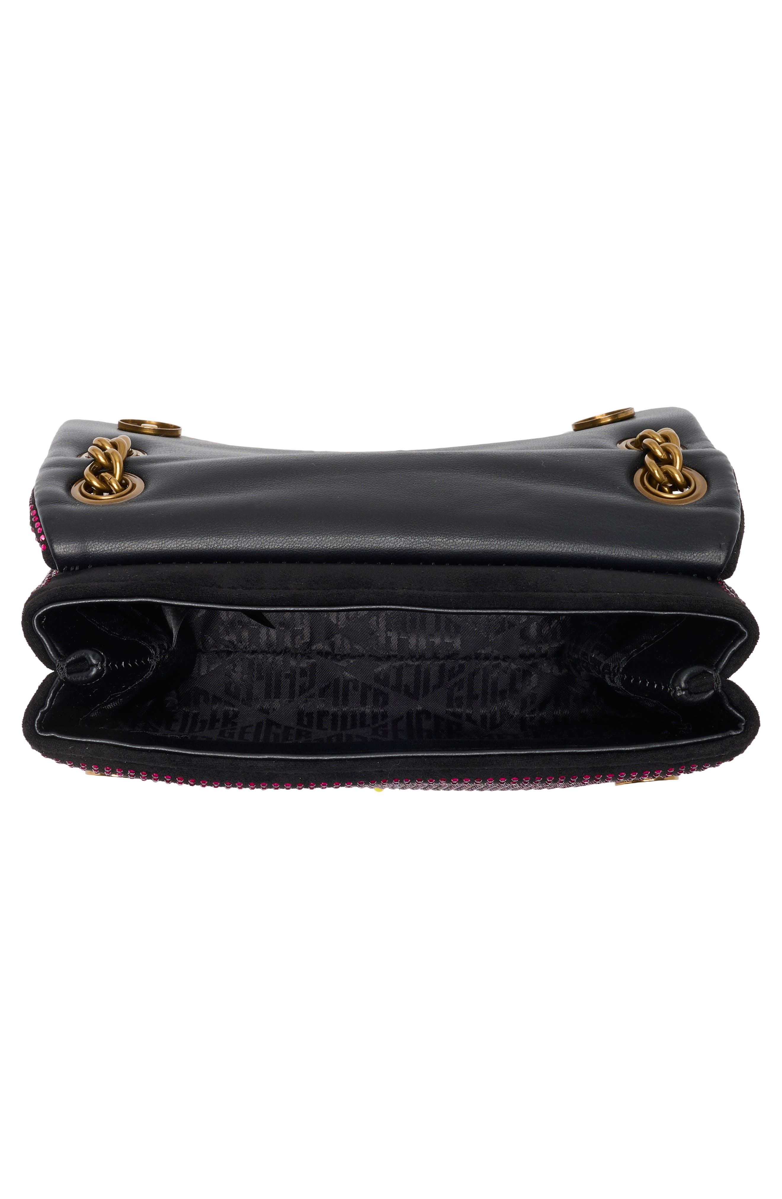 Kurt Geiger London Crystal Encrusted Mini Kensington Convertible Shoulder Bag, Alternate, color, Fuchsia Combo
