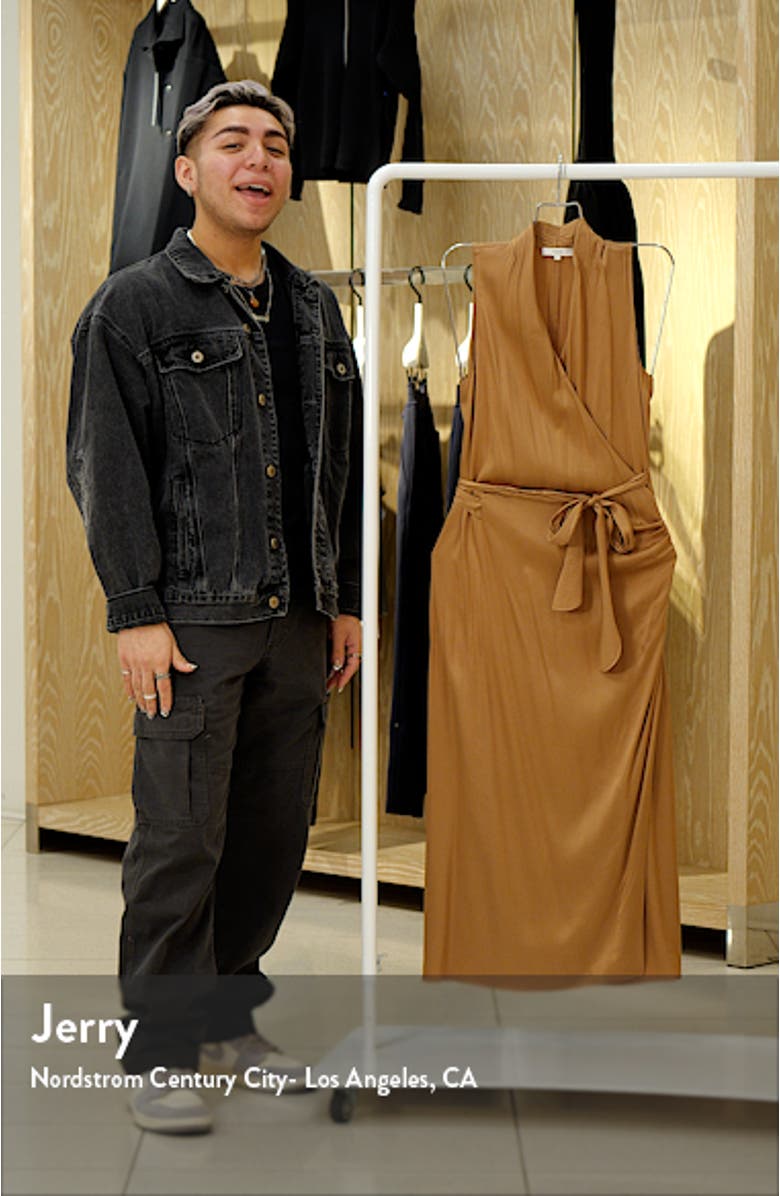 Sleeveless Satin Wrap Dress, sales video thumbnail