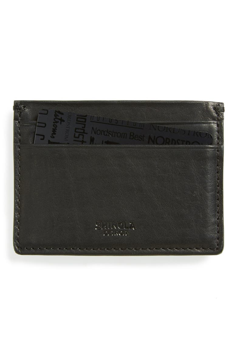 Leather Card Case, Main, color, BLACK