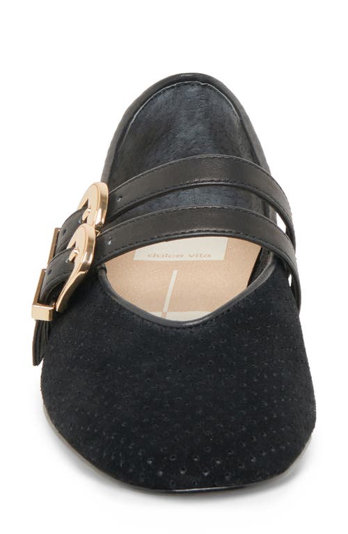 Dolce Vita Baylee Mary Jane Flat In Onyx Perforated Suede