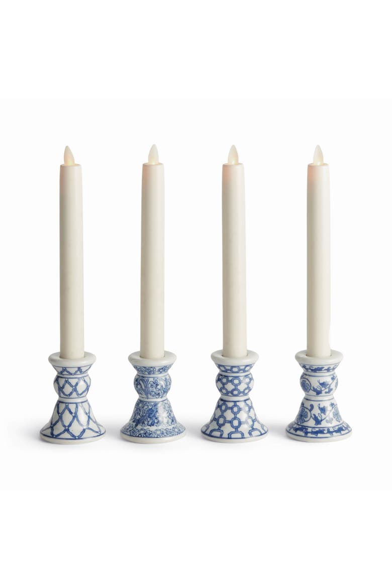Barclay Butera Dynasty Mini Taper Holders, Set of 4, Main, color, Blue
