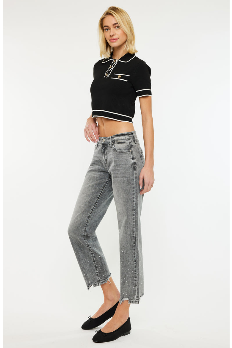 Chai Mid Rise Cropped Straight Jeans, Alternate, color, Grey Wash