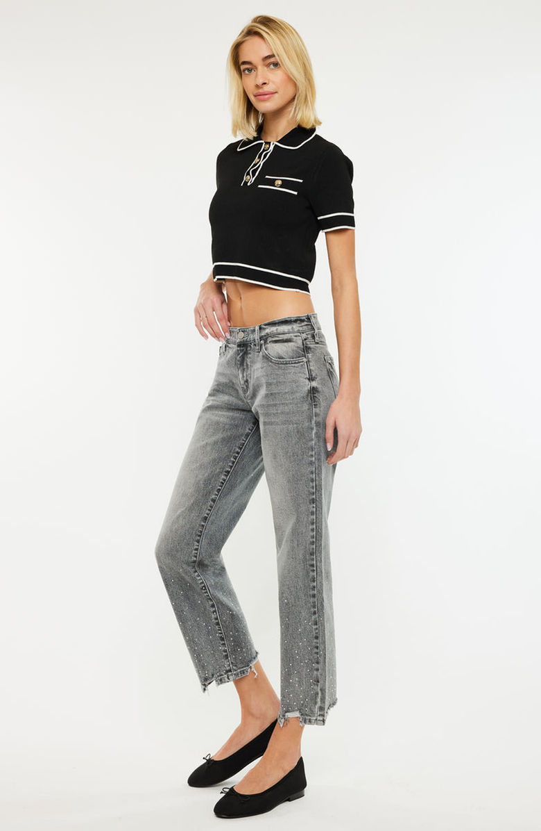 KanCan Chai Mid Rise Cropped Straight Jeans, Alternate, color, Grey Wash