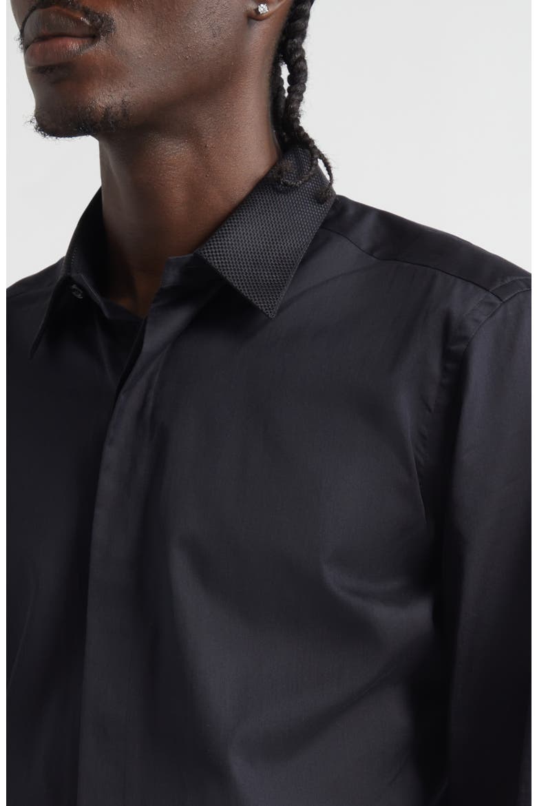 Classic Fit Cotton & Silk Serge Button-Up Shirt, Alternate, color, NAA BLACK