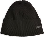 Saint Laurent Classic Cashmere Rib Logo Beanie