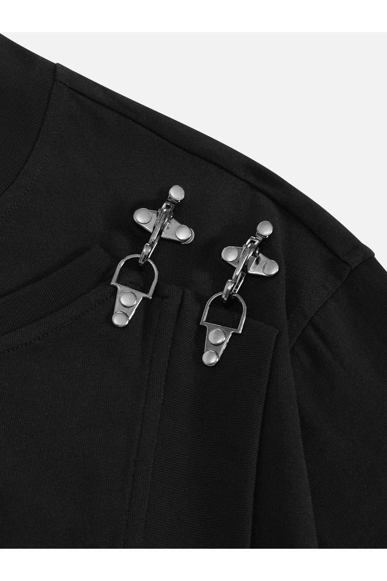 Boxy Metal Button Tee, Alternate, color, Black