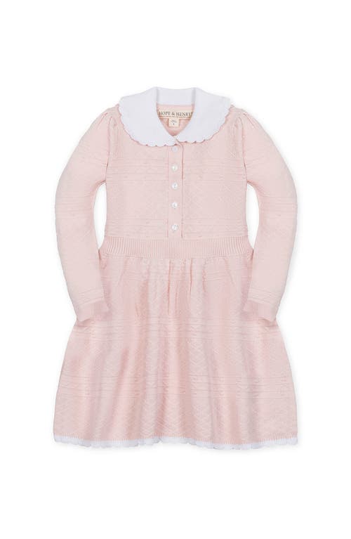 Hope & Henry Kids' Organic Peter Pan Collar Button Front Sweater Dress In Multi