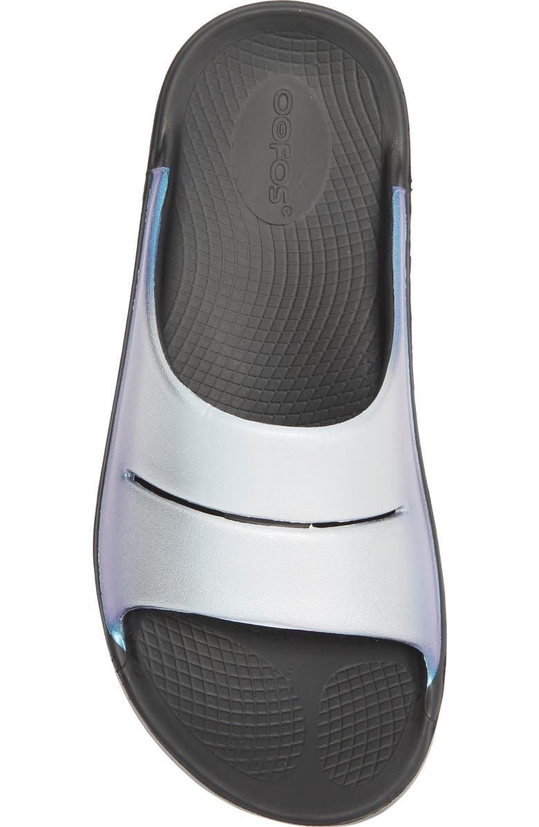 Oofos Ooahh Luxe Slide Sandal, Alternate, color, Black/ Frost