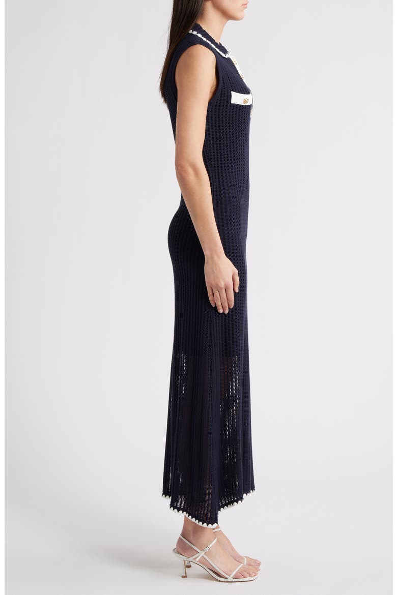 Polo Sweater Midi Dress, Alternate, color, NAVY