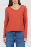 Dear John Vanya Long Sleeve V-Neck Slub Knit T-Shirt