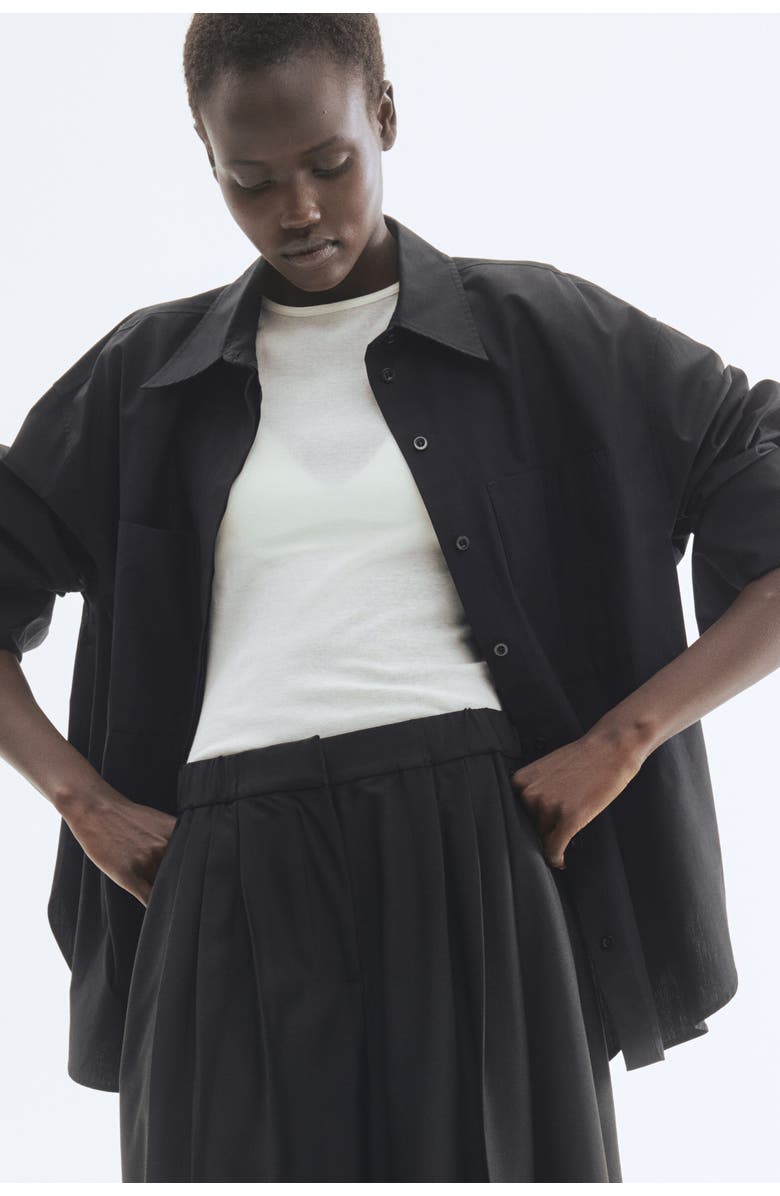 H&M Pleat-front Culottes, Alternate, color, Black