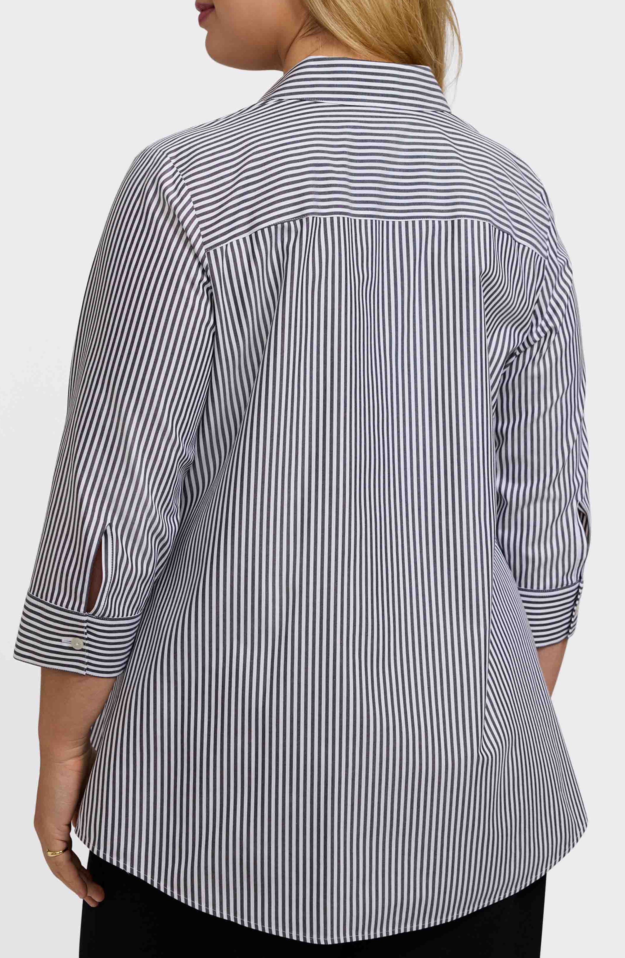 Cici Stripe Cotton Tunic Blouse - image 2