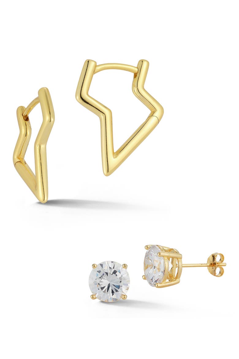 Hoop & Stud Earrings Set, Main, color, GOLD