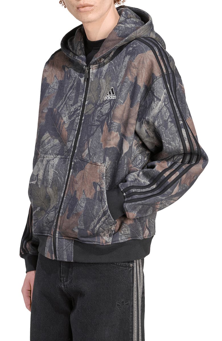 adidas Camo Fleece Zip Hoodie, Main, color, Black