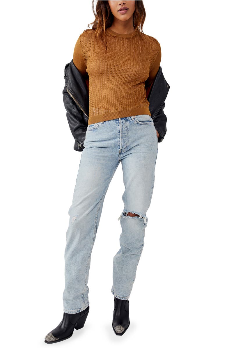 Free People Crewneck Sweater, Alternate, color, Tiger Eye