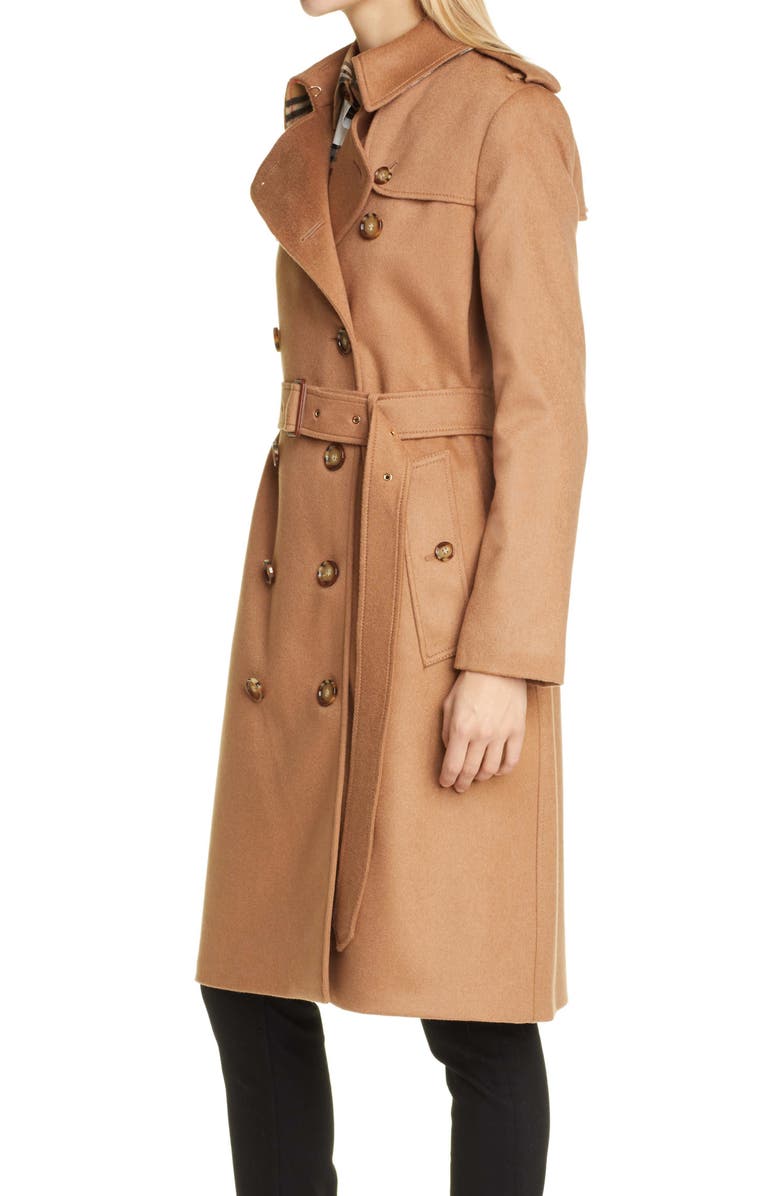 Burberry Kensington Cashmere Trench Coat, Alternate, color, 