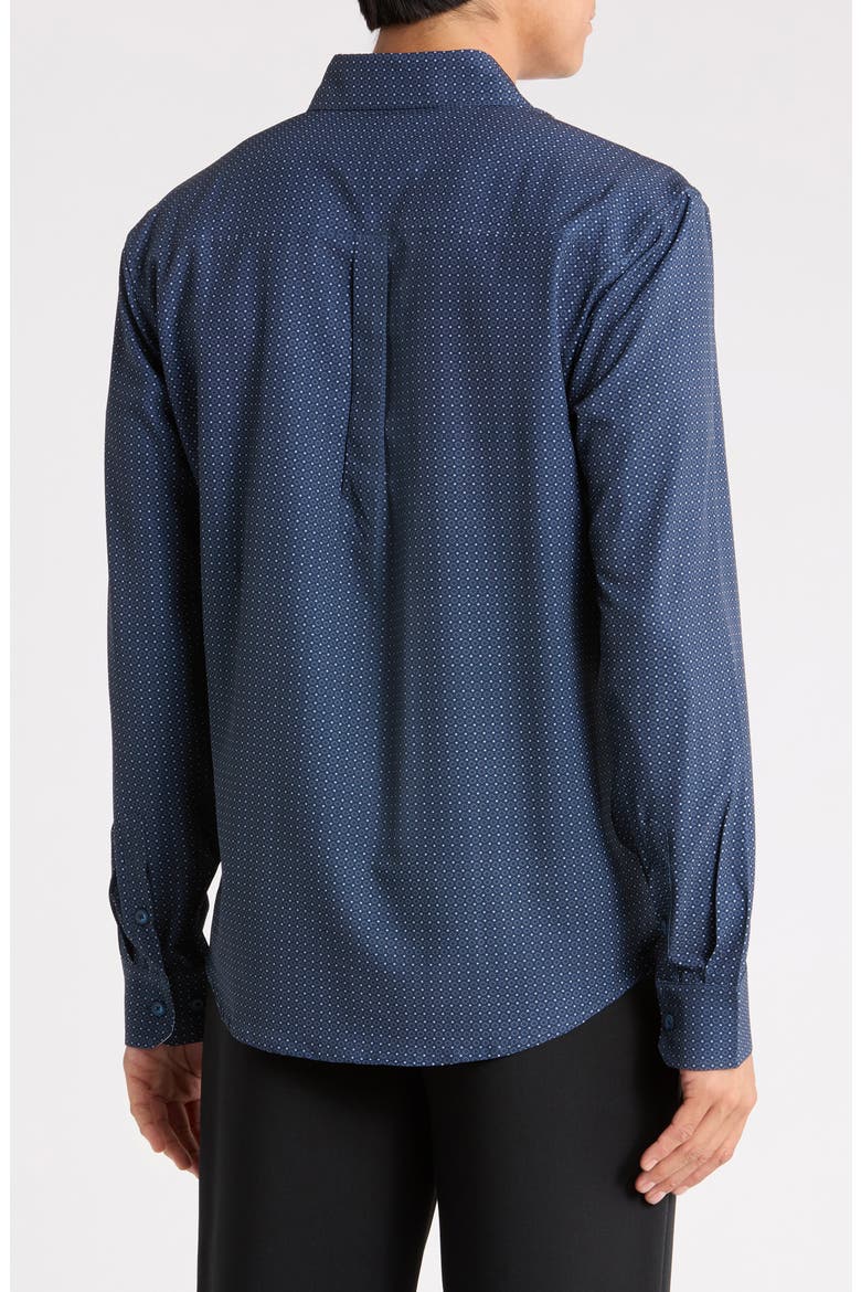 Dot Print Button-Up Shirt, Alternate, color, NAVY
