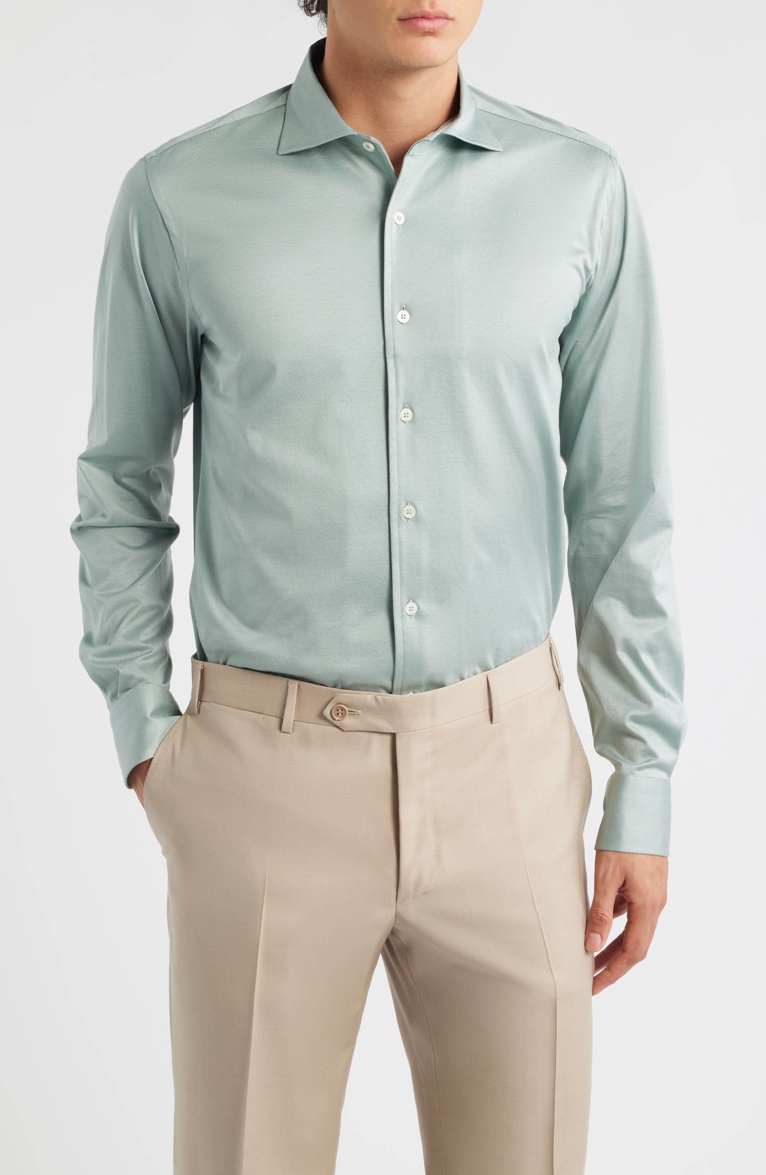 Regular Fit Cotton Jersey Dress Shirt
