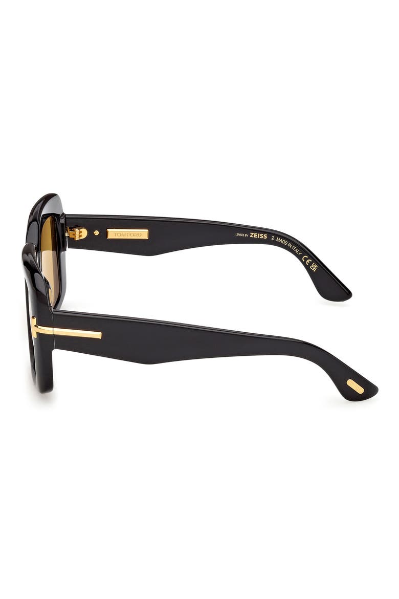 53mm Square Sunglasses, Alternate, color, BLACK / BAGUETTE / VICUNA LENS