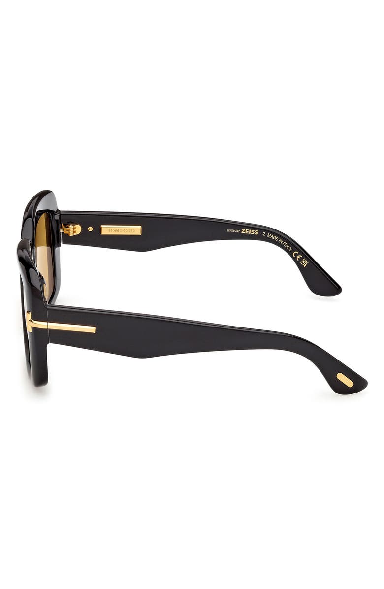 TOM FORD 53mm Square Sunglasses, Alternate, color, Black / Baguette / Vicuna Lens