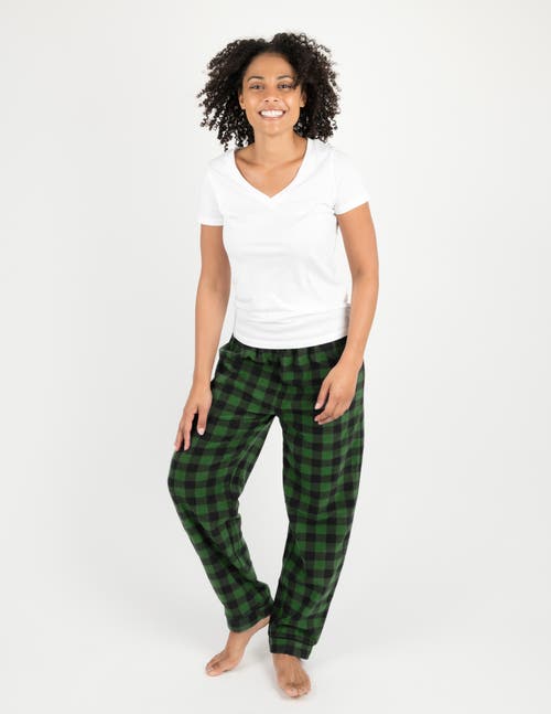 Leveret Fleece Printed Holiday Pajama Pants In Green