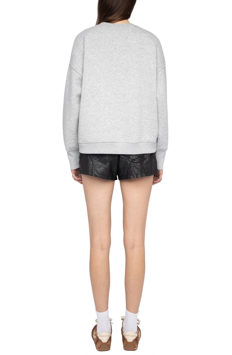 Zadig & Voltaire Oscar Flowing Heart Graphic Organic Cotton Blend Sweatshirt, Alternate, color,