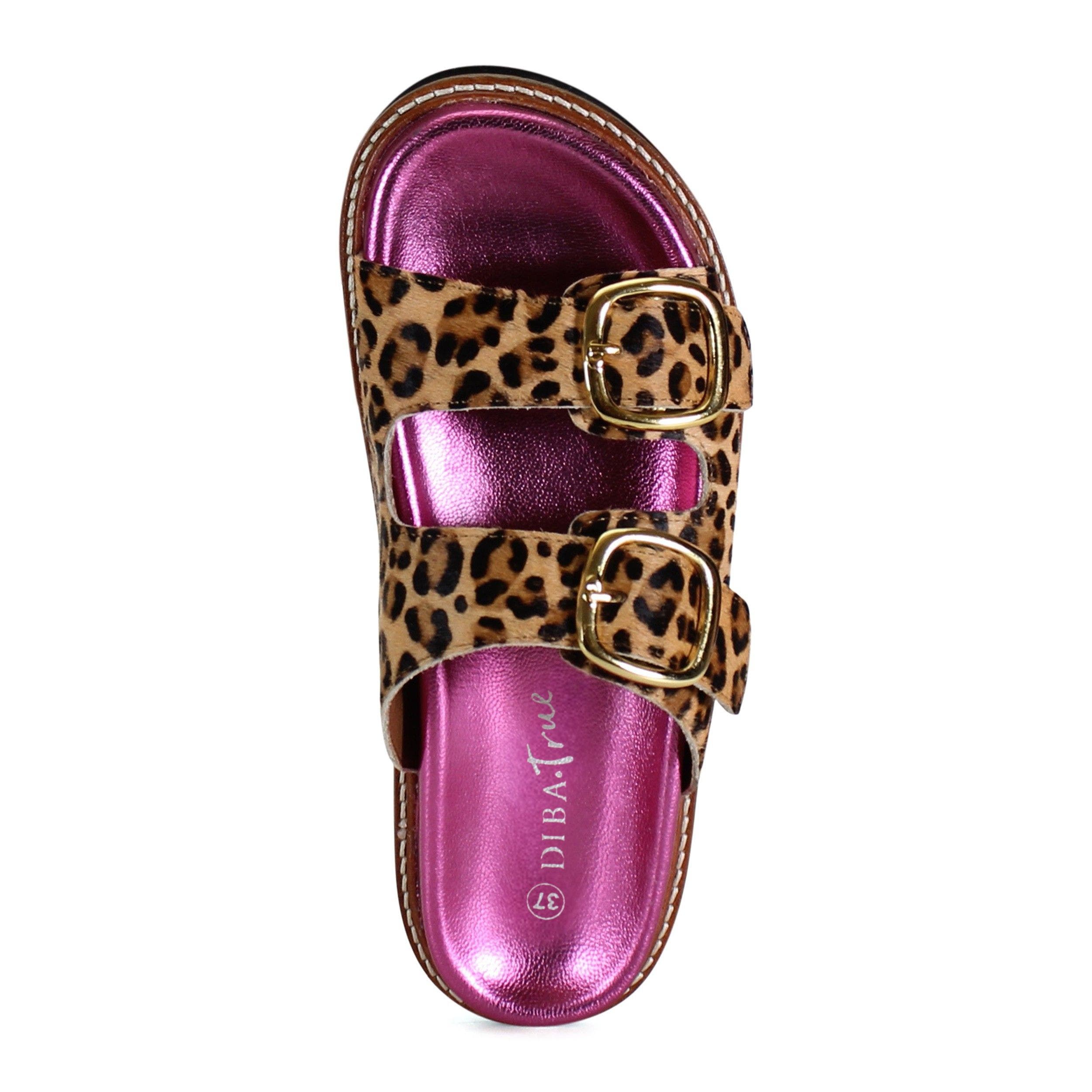 DibaTrue JAN ET Double Buckle Pop of Pink Sandal, Alternate, color, Leopard