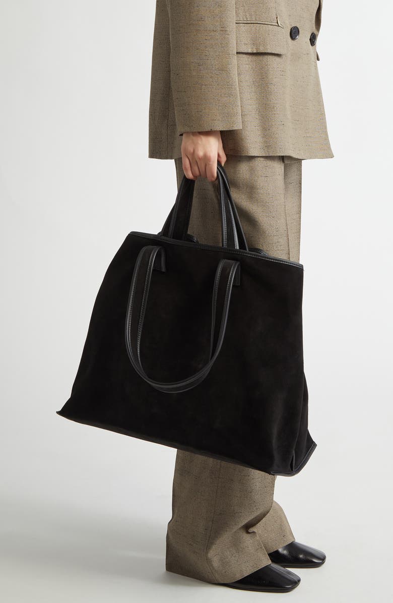 KASSL Large Contrast Trim Suede Tote, Alternate, color,